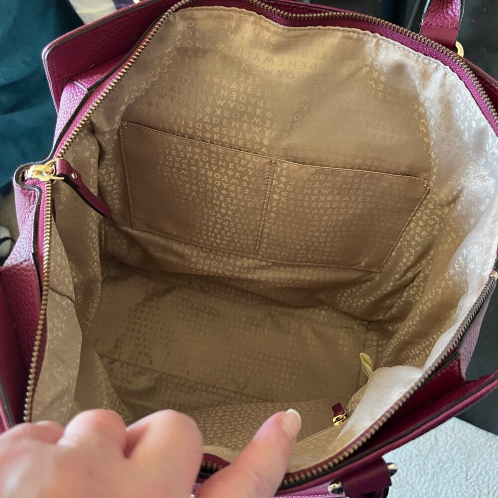 Kate Spade Baxter Street Fernrose Tote Cherrywood Burgundy Pebbled Leather WKRU2 - Picture 15 of 16